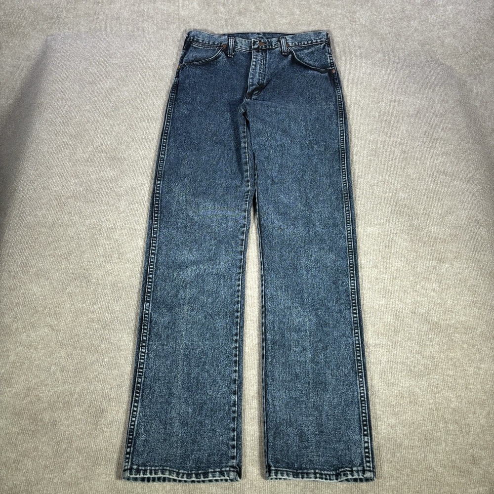 Vintage Wrangler Jeans Mens 31x34 (Tag 33x34) Cowboy Cut Dark Blue Denim 90s
